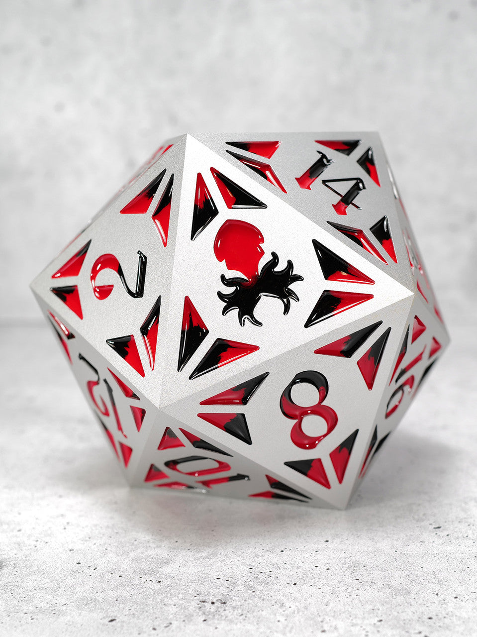 Leviathan Revival Solid Aluminum D20 inked in Red & Black